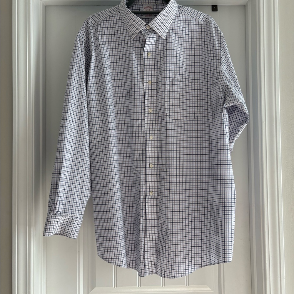 Brooks Brothers White and Blue Plaid Shirt